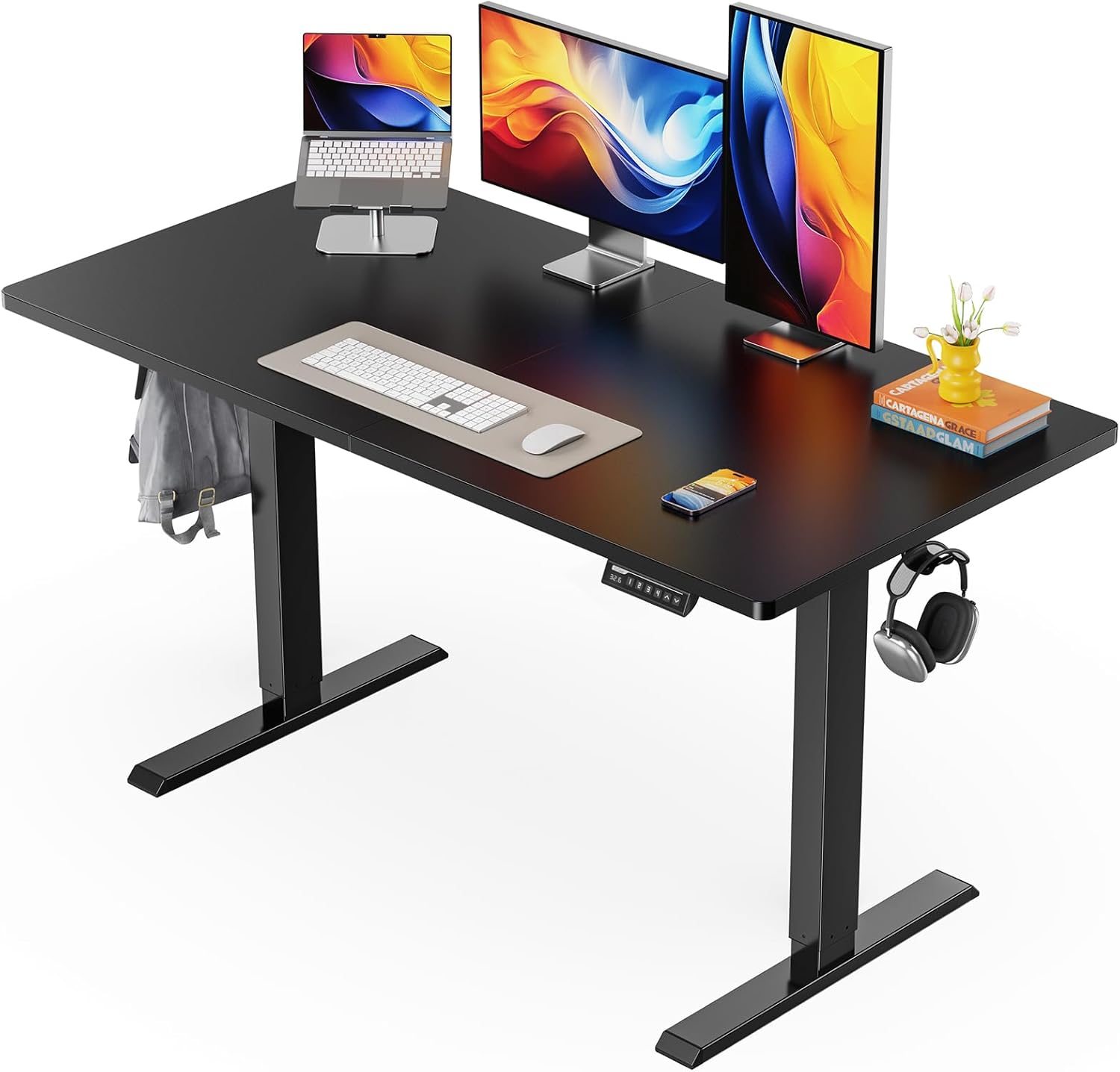 Electric Standing Desk, 48 x 24 inch Height Adjustable Sit Stand Up Desk, Computer Home Office Desk with 4 Memory Height Buttons
