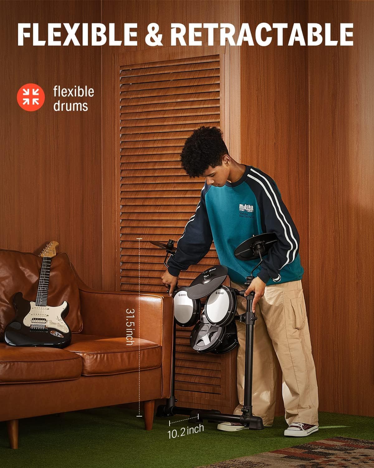 Electronic Drum Set with 4 Quiet Mesh Pads