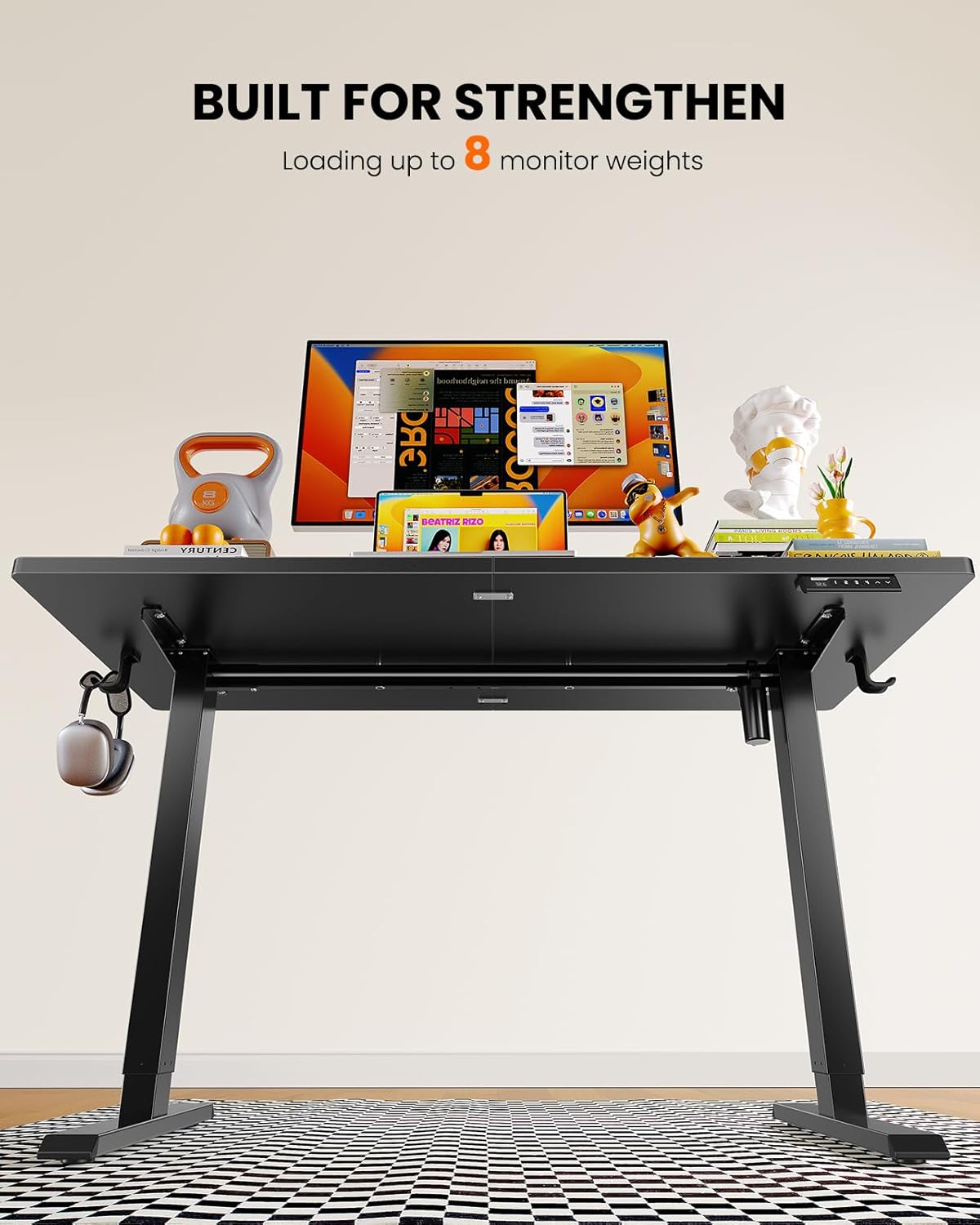 Electric Standing Desk, 48 x 24 inch Height Adjustable Sit Stand Up Desk, Computer Home Office Desk with 4 Memory Height Buttons