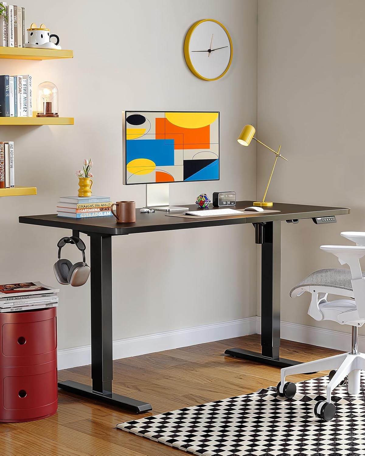 Electric Standing Desk, 48 x 24 inch Height Adjustable Sit Stand Up Desk, Computer Home Office Desk with 4 Memory Height Buttons